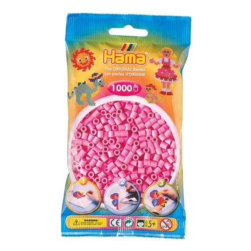 Sachet de 1000 perles a repasser hama midi rose pastel - loisirs creatifs - 207-48