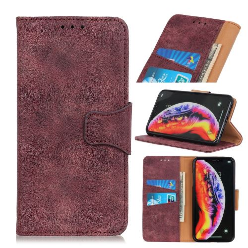 Etui en PU split style rétro rouge vin pour votre Huawei Honor 9X Pro