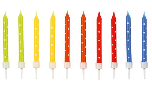 Amscan bougies d'anniversaire 6,3 cm de cire jaune/vert/rouge 24 pièces