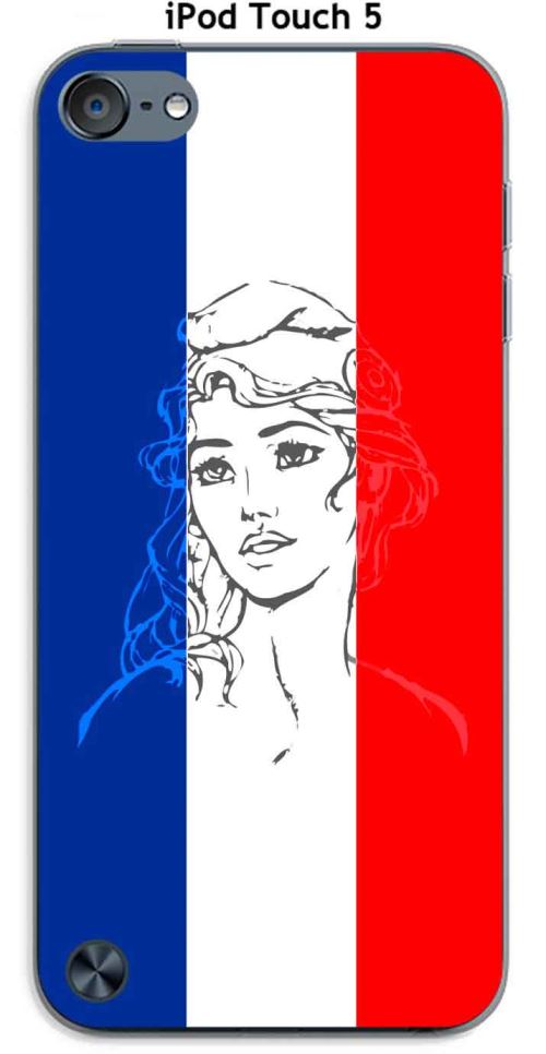 Coque Apple iPod Touch 5 design Marianne bleu, blanc rouge