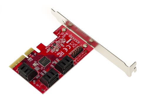 Carte PCIe 3.0 4x SATA 3.0 6 PORTS. Support Port Multiplier 30 HDD SSD. Support UEFI. CHIPSET ASM1166