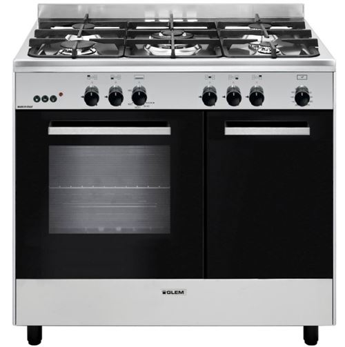 Glem Inox, Silver Butamax Alpha Ga960pcgix - Cuisinière - Pose Libre - Largeur : 90 Cm - Profondeur : 60 Cm - Hauteur : 95 Cm - Avec Système Auto-Nettoyant - Classe A - Inox