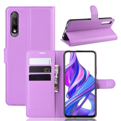 Etui en PU avec support violet pour votre Huawei Honor 9X