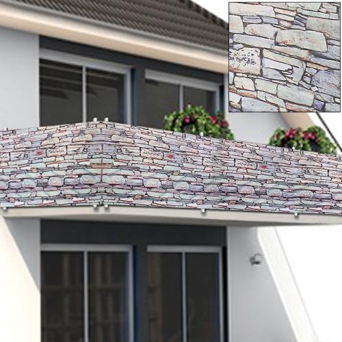Paravent Brise vue 500x90 cm Brise vent Anti-Regards Clôture - Motif pierre