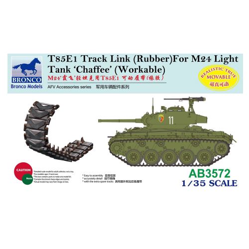 Maquette accessoires char : set chenilles type T85E1 Bronco Models