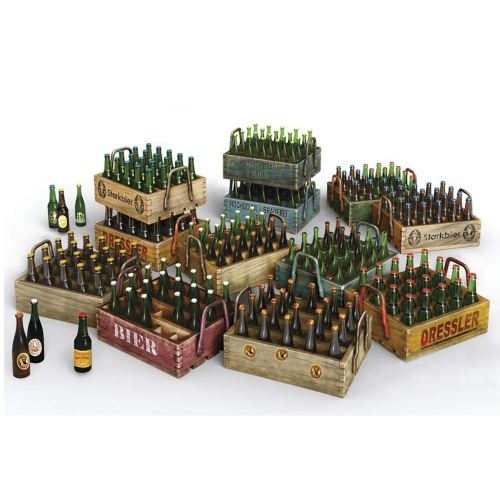 Maquette bouteilles de bières et caisses en bois Mini Art