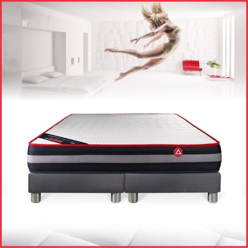 Ensemble matelas et sommier Vitalit Ensemble vitalpower zen 200x200 mousse mmoire de forme profizone 5 zones ultra paisseur