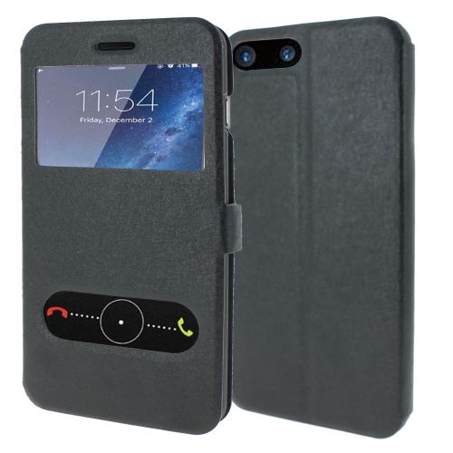 Housse Apple iPhone 8 Plus Housse Coque de protection S-View Folio Flip Cover [ADVANSIA] (Windows View) Flip Cover [Noir]