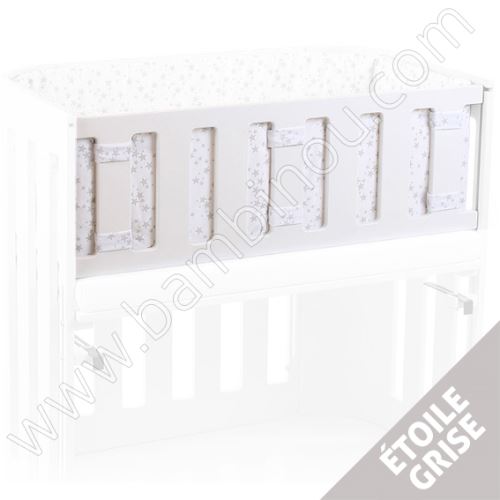 Tour de lit 4ème côté Cododo Babybay Trend étoiles grises BamBinou