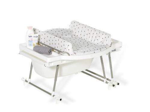 Combine Baignoire Table A Langer Aqualino Et Matelas Pois Gris