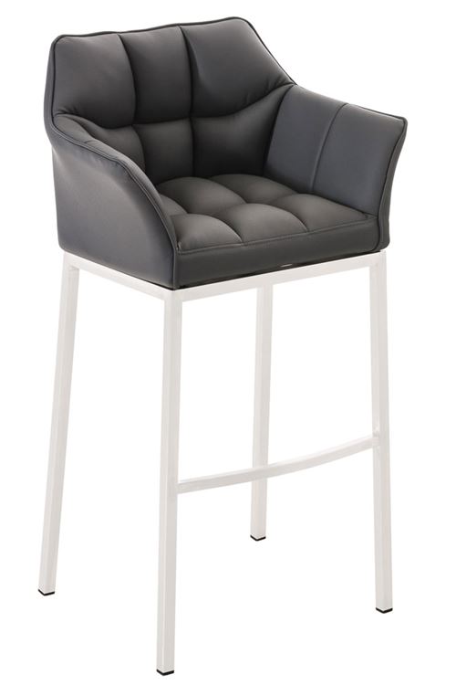 CLP Tabouret de bar Damaso en Similicuir , Gris/Blanc