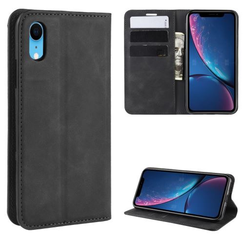 Etui en PU + TPU toucher soyeux avec support noir pour votre Apple iPhone XR 6.1 pouces