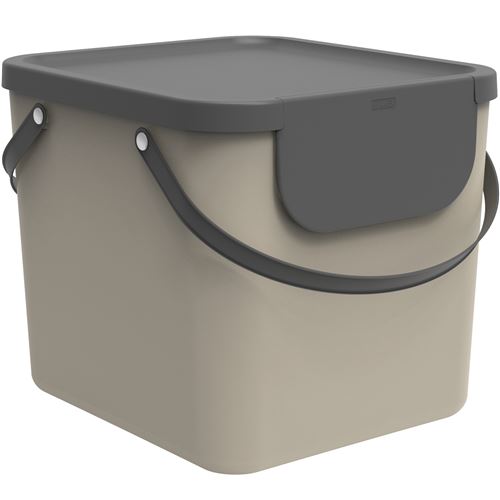 Rotho Albula Système de séparation des déchets 40l pour la cuisine, Plastique (PP) sans BPA, cappuccino/anthracite