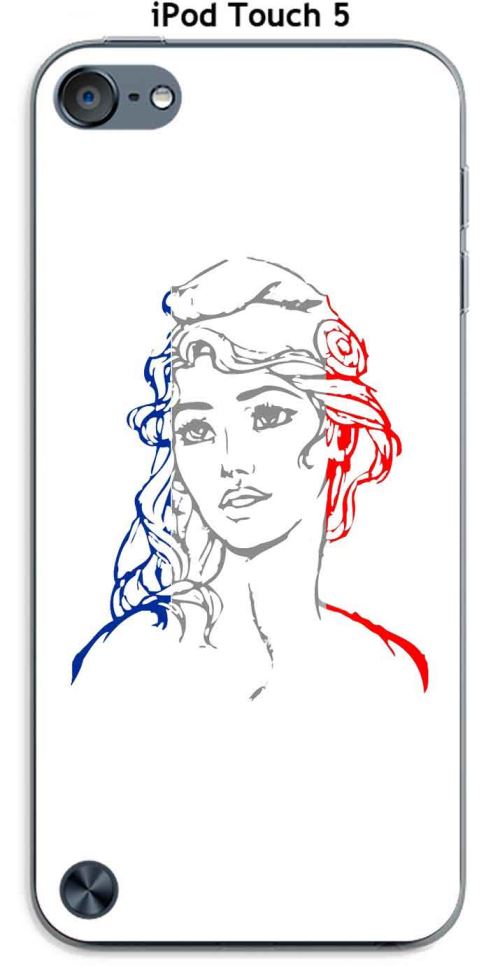 Coque Apple iPod Touch 5 design Marianne fond blanc