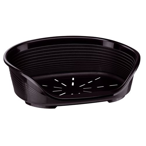 Ferplast corbeille en plastique pour chiens et chats SIESTA DELUXE 10, panier pour animaux, fond perforé, anti-dérapant, appui-tête confortable, 93,5 x 68 x h 28,5 cm Noir