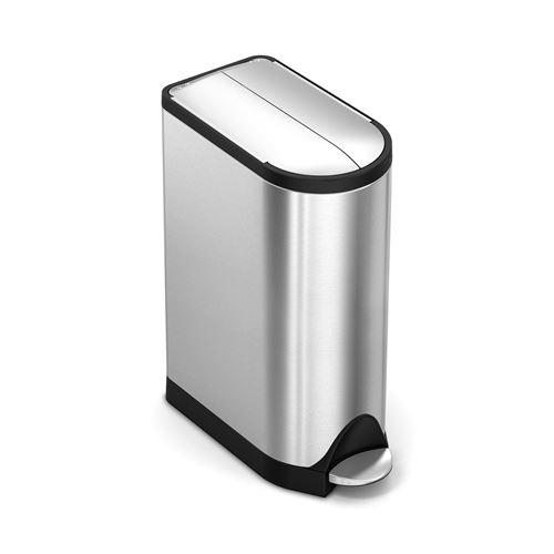 simplehuman Poubelle de cuisine à couvercle papillon 18 litres / 4,8 gallons, acier inoxydable brossé