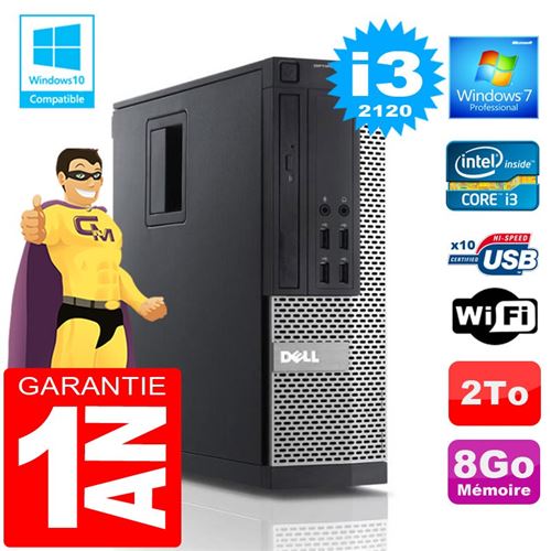 Pc dell 990 sff core i3-2120 ram 8go disque 2 to wifi w7