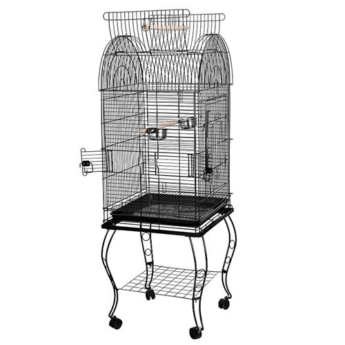 Hawoola Cage à oiseaux de Portable avec Ouverture fenêtre en Fer pour Canaris Perruches 59*59*150cm- noir