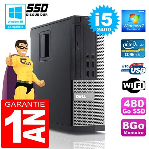 Pc dell 990 sff core i5-2400 ram 8go disque 480 go ssd wifi w7
