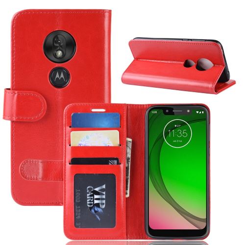 Etui en PU cheval fou rouge pour votre Motorola Moto G7 Play (EU Version)