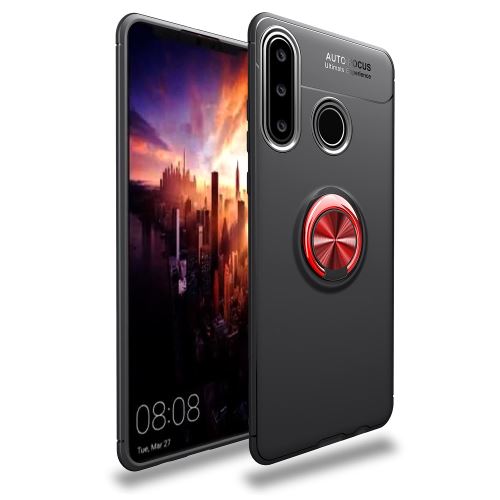 Coque en TPU béquille anneau de doigt noir/rouge pour votre Huawei P30 Lite