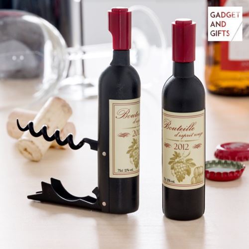 Tire-bouchon et décapsuleur avec Aimant en forme de bouteille de vin - Ouvre bouteille