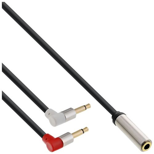 Câble de casque d'écoute pour casque InLine® Slim Audio Plane, 2x 3,5 mm M à 3,5 mm F 3 broches, 0,15 m