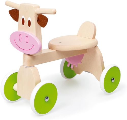 Trotteur Porteur vache en bois - Scratch