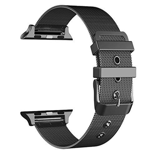 Bracelet en métal boucle classique milanese en acier inoxydable noir pour votre Apple Watch 3/2/1 42mm