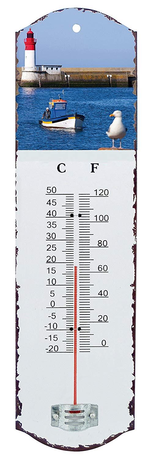 Générique 0499 Thermomètre en Fer, Métal, Blanc, 7,5 x 0,2 x 26,5 cm