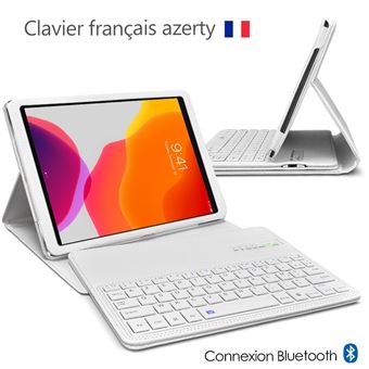 Étui de Protection Blanc avec Clavier Bluetooth Azerty Français pour Apple  iPad 10.2 Pouces (7ème Gen) - Housse Tablette - Achat & prix