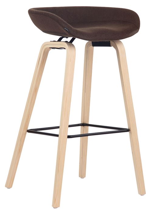 Tabouret de bar Anaheim en feutrine à 4 pieds , Marron/Bois de chêne Nature