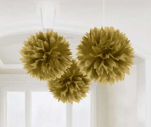 Amscan pompons décoration de fête 40,6 cm 3 pièces or