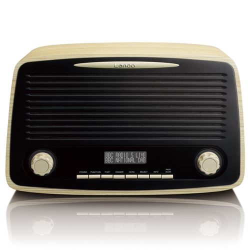 Radio vintage DAB+/FM avec Bluetooth, entrée AUX et fonction alarme Lenco DAR-012WD Noir