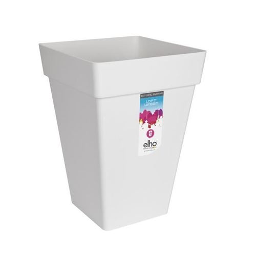 Elho Blanc Pot De Fleurs Carré Haut 30 - Loft Urban - 100% Recyclé