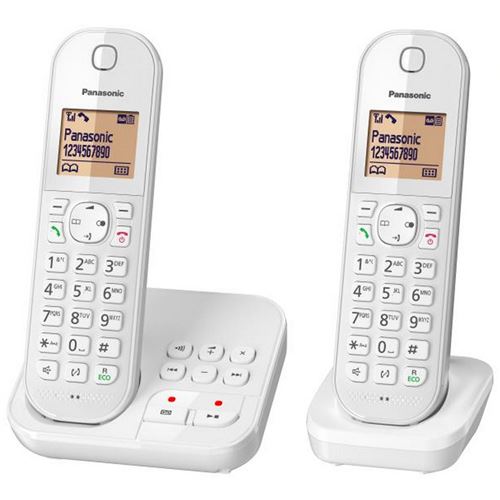 Panasonic KX-TGC422FRW - Téléphone sans fil - système de répondeur avec ID d'appelant/appel en instance - DECTGAP - blanc + combiné supplémentaire