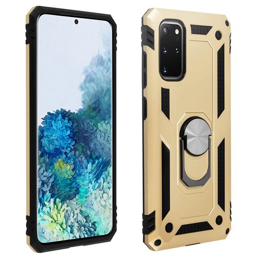 Coque pour Samsung Galaxy S20 Plus Antichoc bi-matières avec Bague Support - doré