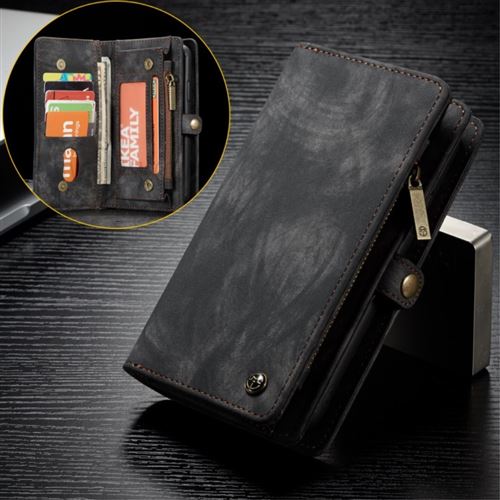Etui en PU division cru multi-créneaux noir pour votre Huawei P20 Pro