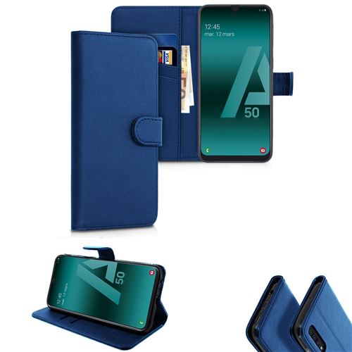 Etui de protection portefeuille pour Samsung Galaxy A50 -Bleu