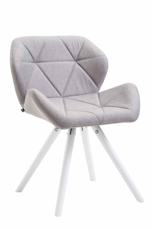 Chaise de salle à manger Tyler tissu pieds ronds avec piètement en bois de Chêne Blanc - Siège Gris clair