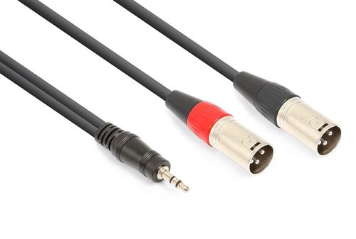 Vonyx Câble audio cordon 2 x xlr mâle / jack 3,5 stéréo - 1,5m