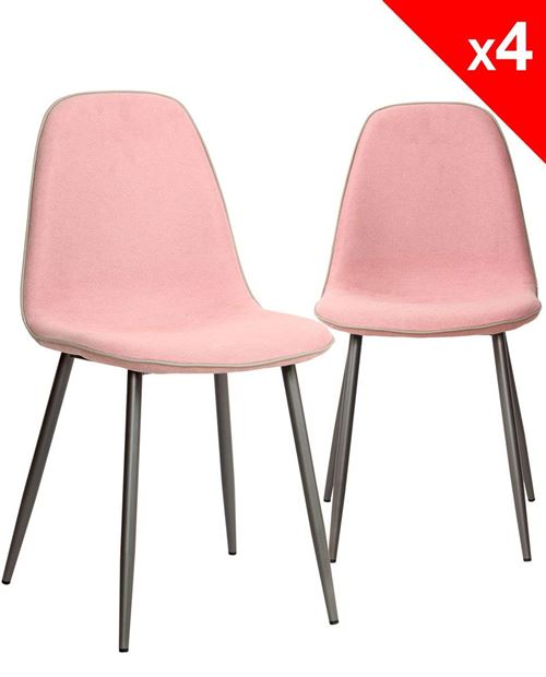 et Kayelles gauffré tissu Lot 4 Design ROXY Chaises de métalRose oCBdxe