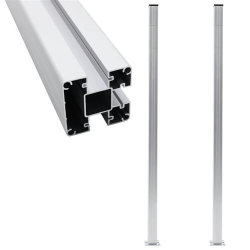 Vidaxl Argenté Poteaux De Clôture 2 Pcs Aluminium 185 Cm