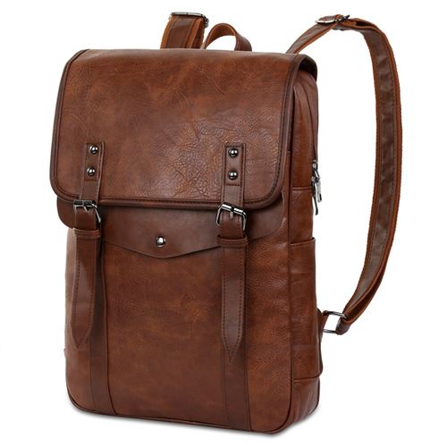 Vbiger Sac à dos en cuir Vintage Vintage Sac à dos pour ordinateur portable Sac à dos scolaire pour homme (Marron)