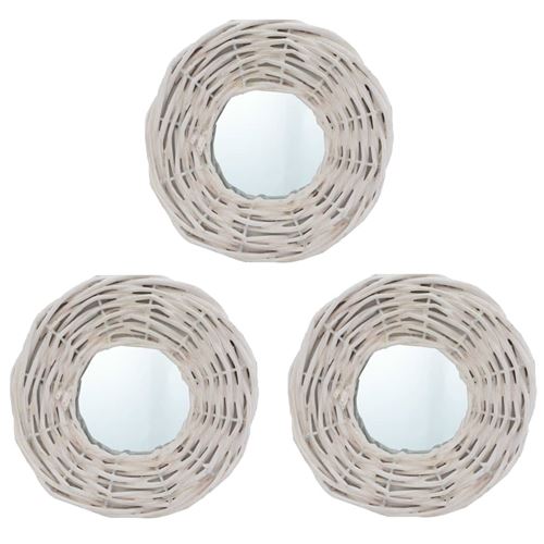 vidaXL Miroirs 3 pcs Blanc 15 cm Osier