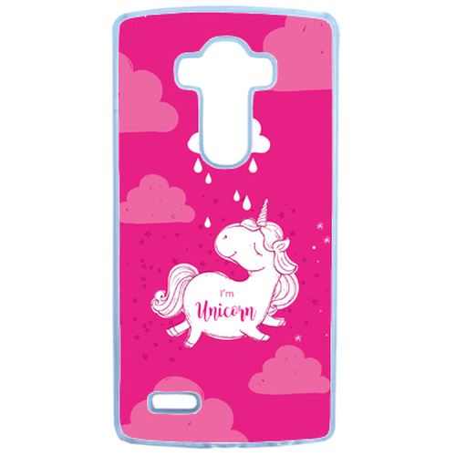 Coque Unicorne Nuage Fond Rose Fushia Compatible Lg G4 Transparent