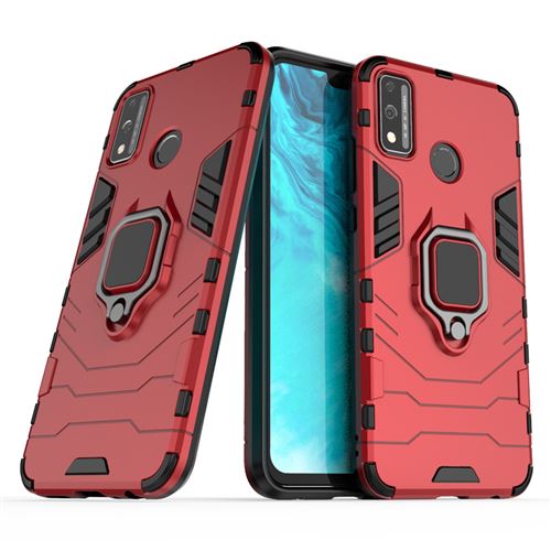 Coque Etui Huawei Honor 9X Lite Anti Choc Antichoc Armor Avec Support Magnétique - Rouge
