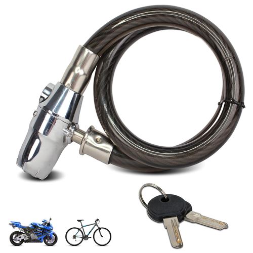 Antivol Vélo, Moto Cable 80 cm + 2 Clés - Alarme 110 dB