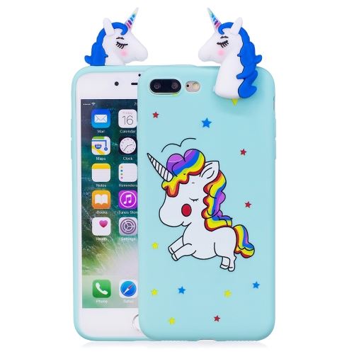 iPhone 8 Plus Coque Protection TPU Licorne 3D Bleu ALS54104