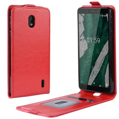 Etui en PU crazy horse flip vertical rouge pour votre Nokia 1 Plus